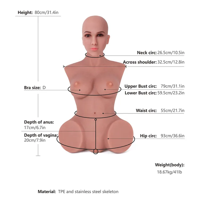 Kingmansion Sex Doll Male Masturbator Lifelike Female Half Torso with Vagina and Anal for Men Sex Pleasure Kingmansion Doll Male Sex Toys