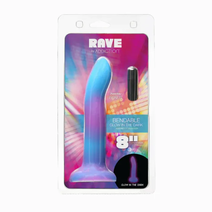 Dildos Addictions Blue Rave Bendable Silicone Dildo