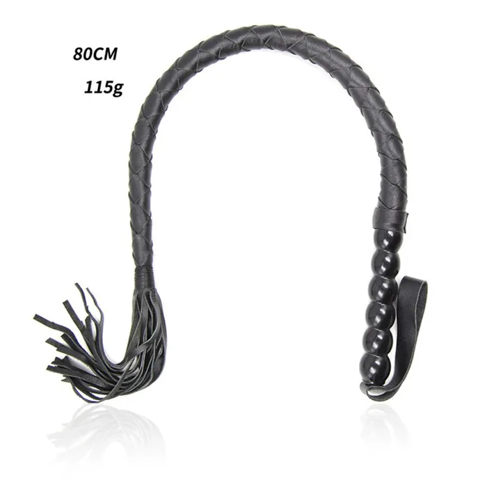 House of Dasein Restraints Whips 80Cm Crafts Bull Pu Leather Custom Horse Black Handle Wrist Strap