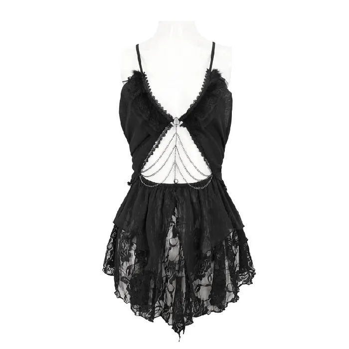 EVEs SECRETS Female Sex Toys Hollow Out Mini Dress Lace Nightwear with Open Back