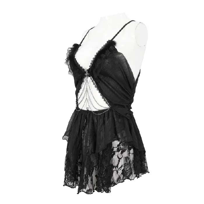 EVEs SECRETS Female Sex Toys Hollow Out Mini Dress Lace Nightwear with Open Back