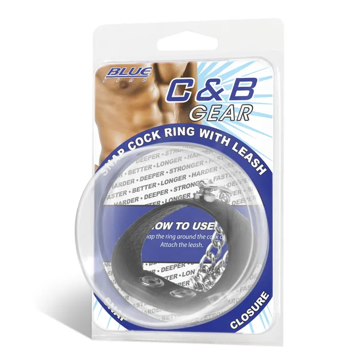 Blue Line Snap Cock Ring with Leash Blueline Male Sex Toys