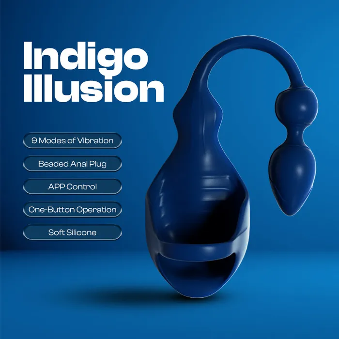 Indigo Illusion Cock Ring with Anal Plug FRISKY BUSINESS SG Male Sex Toys